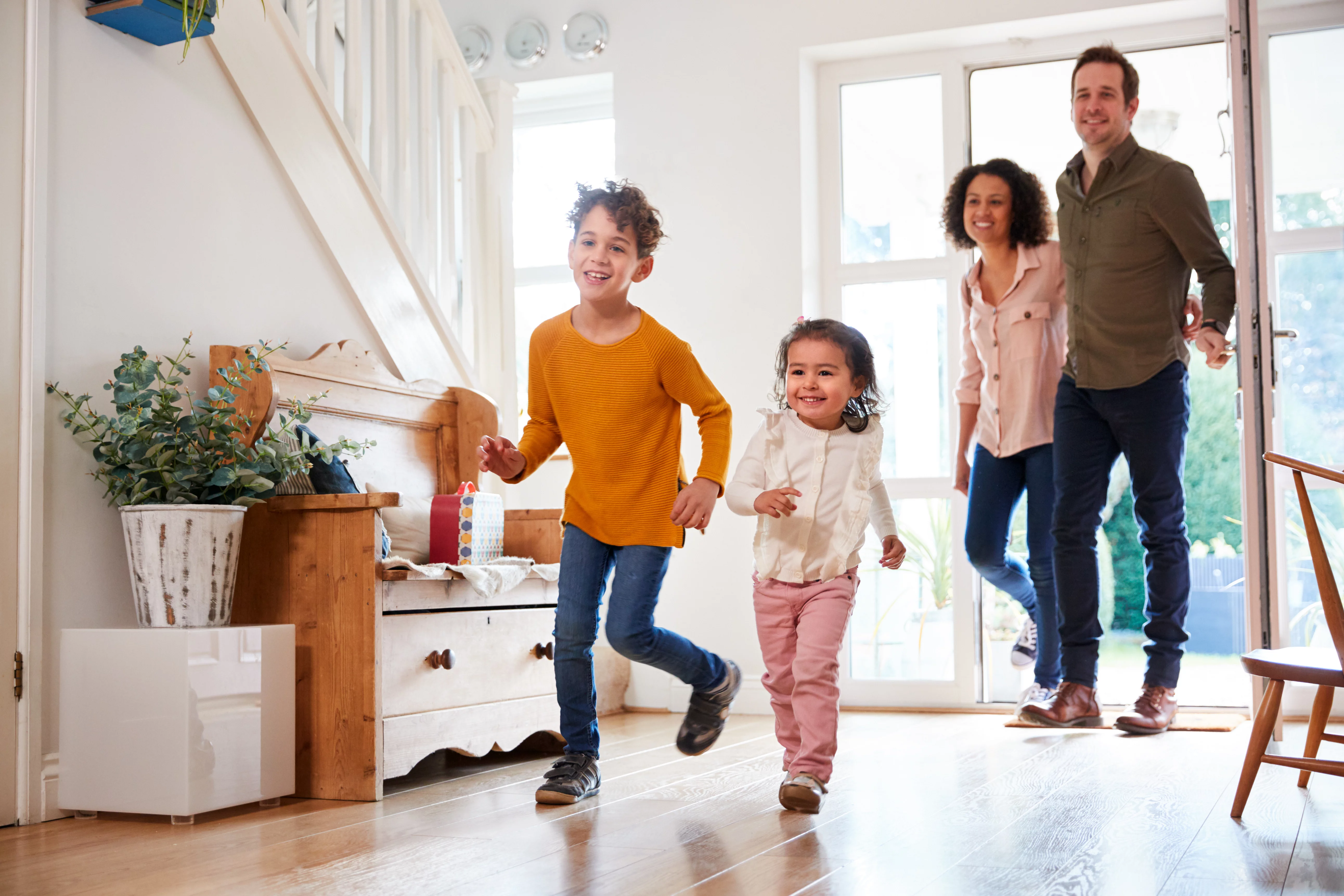 Family entering a pest-free home