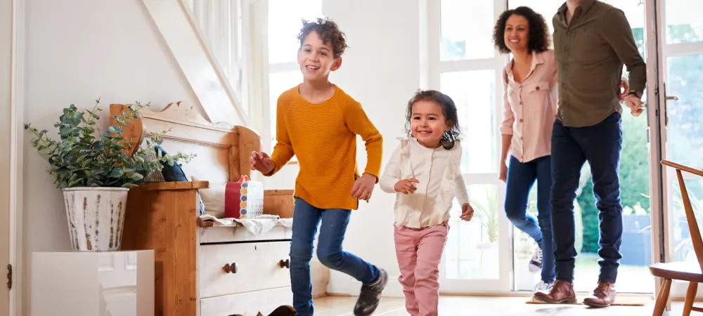 Family entering a pest-free home